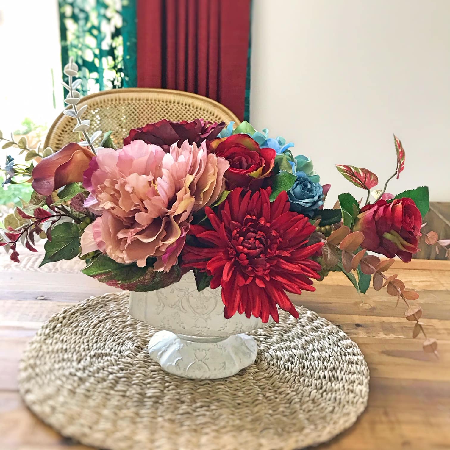 造花アレンジメント（赤×ピンク系）