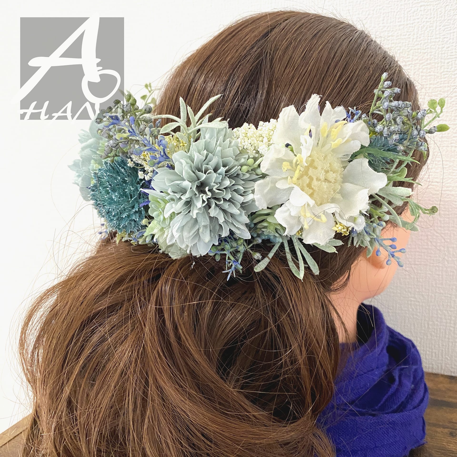 髪飾り（ブルー×ホワイト）