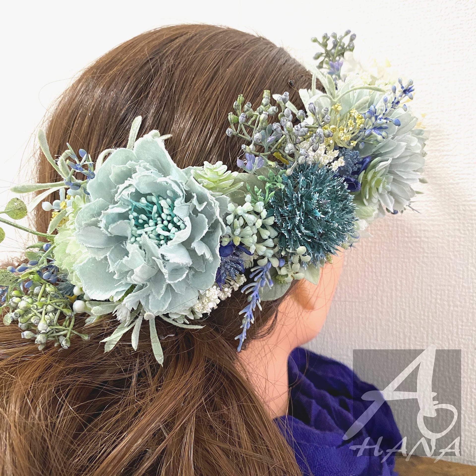 髪飾り（ブルー×ホワイト）